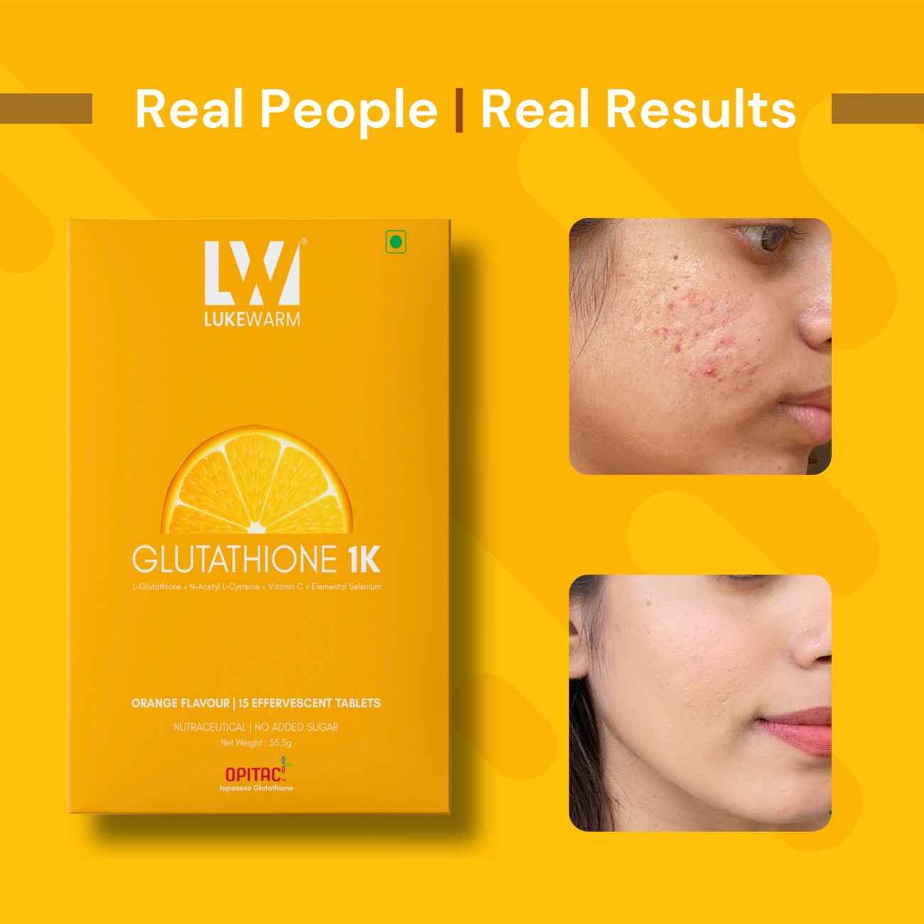 Lukewarm Glutathione 1K Orange Flavour, 15 Effervescent Tablets