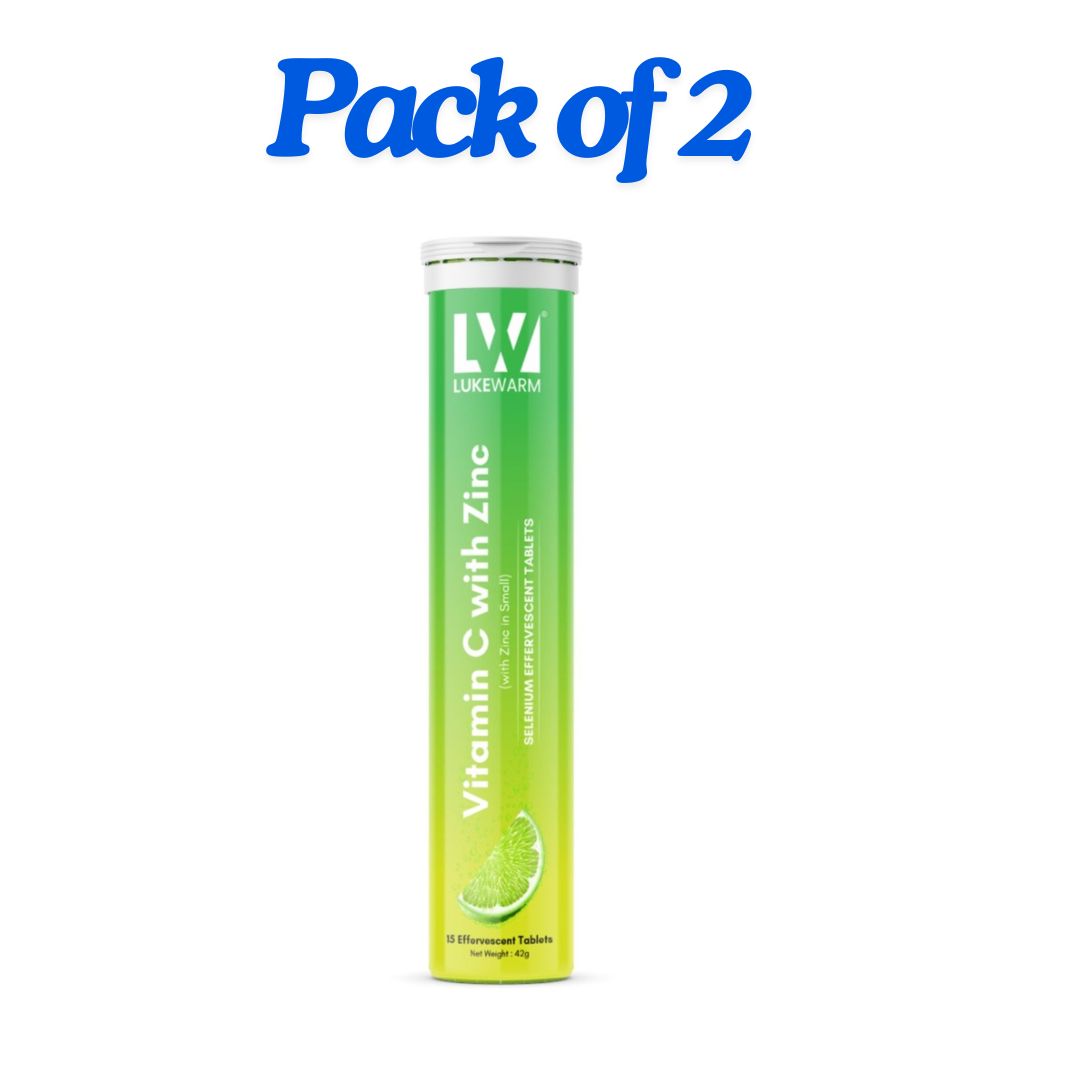 Lukewarm Vitamin C with Zinc | 15 Effervescent Tablets (Pack of 2) | Lemon Flavour - Lukewarm