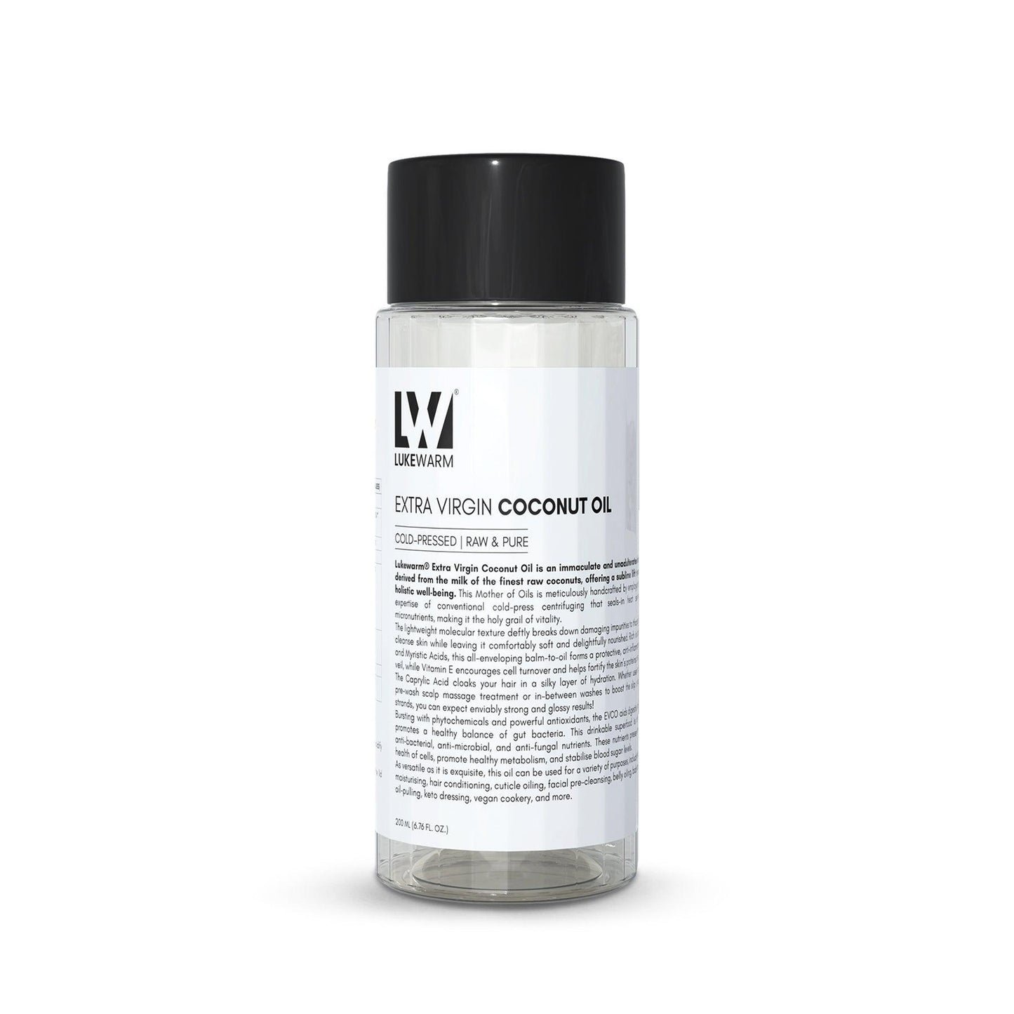 Lukewarm Extra Virgin Coconut Oil (Cold Pressed Raw & Pure), 200ml : Pure and Premium Nourishment - Inside Out - Lukewarm