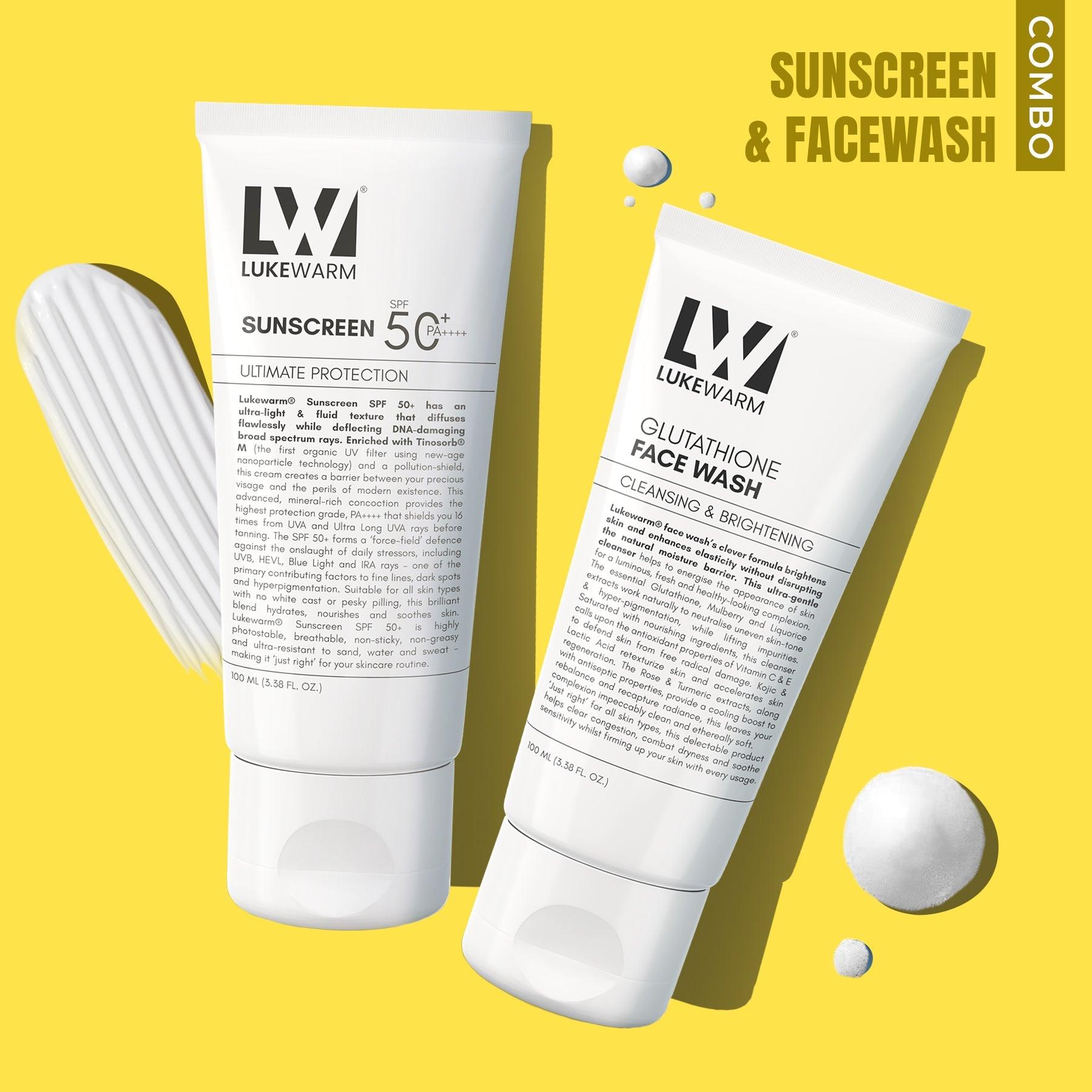 Lukewarm Glutathione Face Wash & Lukewarm Sunscreen Combo : ClickOnCare.com Lukewarm Glutathione Face Wash & Lukewarm Sunscreen Combo : ClickOnCare.com