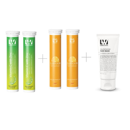Lukewarm Glutathione 1K Orange Flavour & Vitamin C with Zinc (Pack of 2) + Lukewarm Glutathione Face Wash, 100ml - Lukewarm