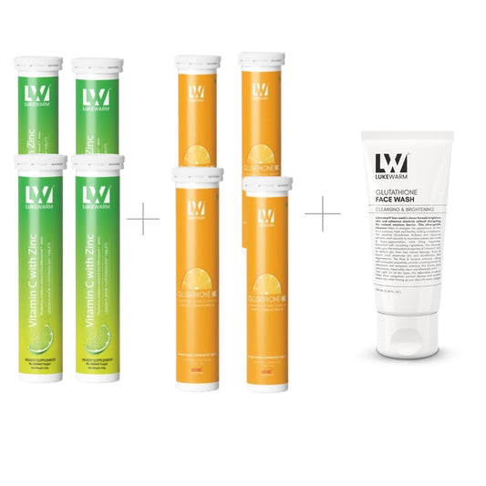 Lukewarm Glutathione 1K Orange Flavour & Vitamin C with Zinc (Pack of 4) + Lukewarm Glutathione Face Wash, 100ml - Lukewarm