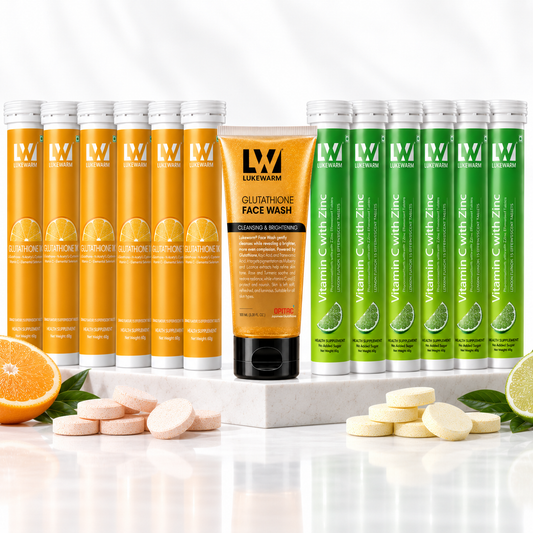 Lukewarm Glutathione 1K Orange Flavour & Vitamin C with Zinc (Pack of 6) + Lukewarm Glutathione Face Wash, 100ml