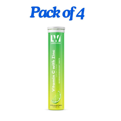 Lukewarm Vitamin C with Zinc | 15 Effervescent Tablets (Pack of 4) | Lemon Flavour - Lukewarm