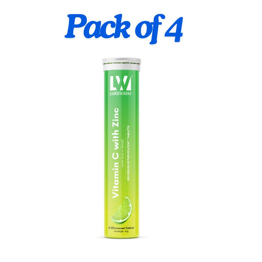 Lukewarm Vitamin C with Zinc | 15 Effervescent Tablets (Pack of 4) | Lemon Flavour - Lukewarm