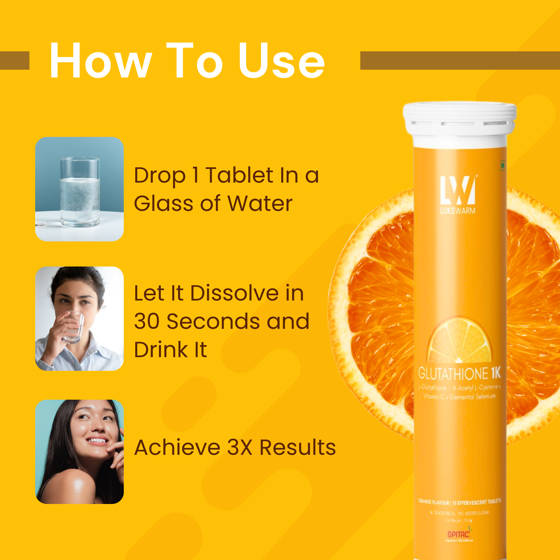 glutathione tablets dissolve in water Buy Lukewarm Glutathione 1K Orange Flavour, 15 Effervescent Tablets Online : ClickOnCare.com