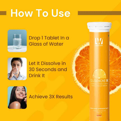 Lukewarm Glutathione 1K Orange Flavour, 15 Effervescent Tablets