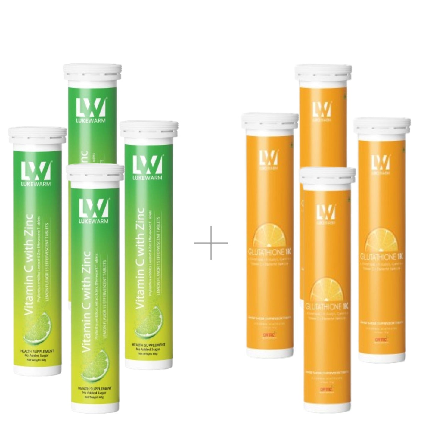 Lukewarm Glutathione 1K Orange Flavour & Vitamin C with Zinc (Pack of 4) - Lukewarm