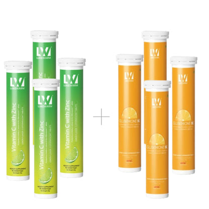 Lukewarm Glutathione 1K Orange Flavour & Vitamin C with Zinc (Pack of 4) - Lukewarm