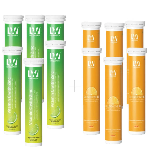 Lukewarm Glutathione 1K Orange Flavour & Vitamin C with Zinc (Pack of 6) - Lukewarm