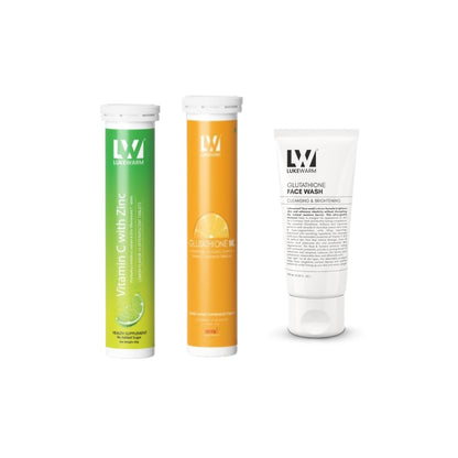Lukewarm Glutathione 1K Orange Flavour & Vitamin C with Zinc + Lukewarm Glutathione Face Wash, 100ml - Lukewarm