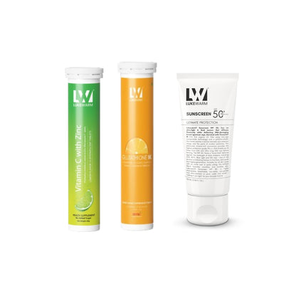 Lukewarm Glutathione 1K Orange Flavour & Vitamin C with Zinc + Lukewarm Sunscreen, 100ml - Lukewarm