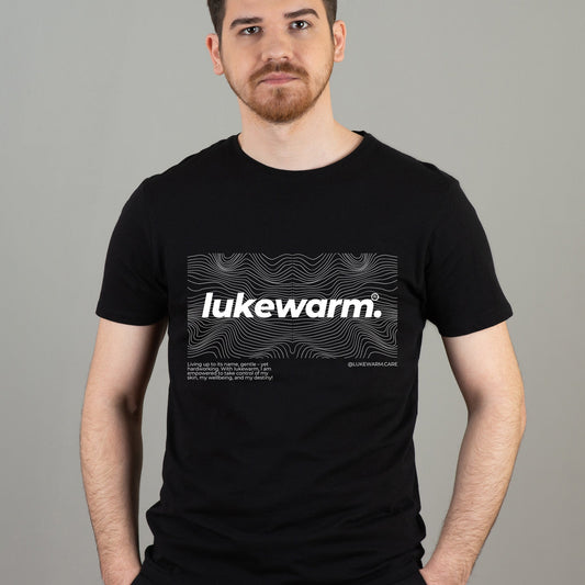 Lukewarm Black Round Neck T-shirt - Elegant Lines - Lukewarm