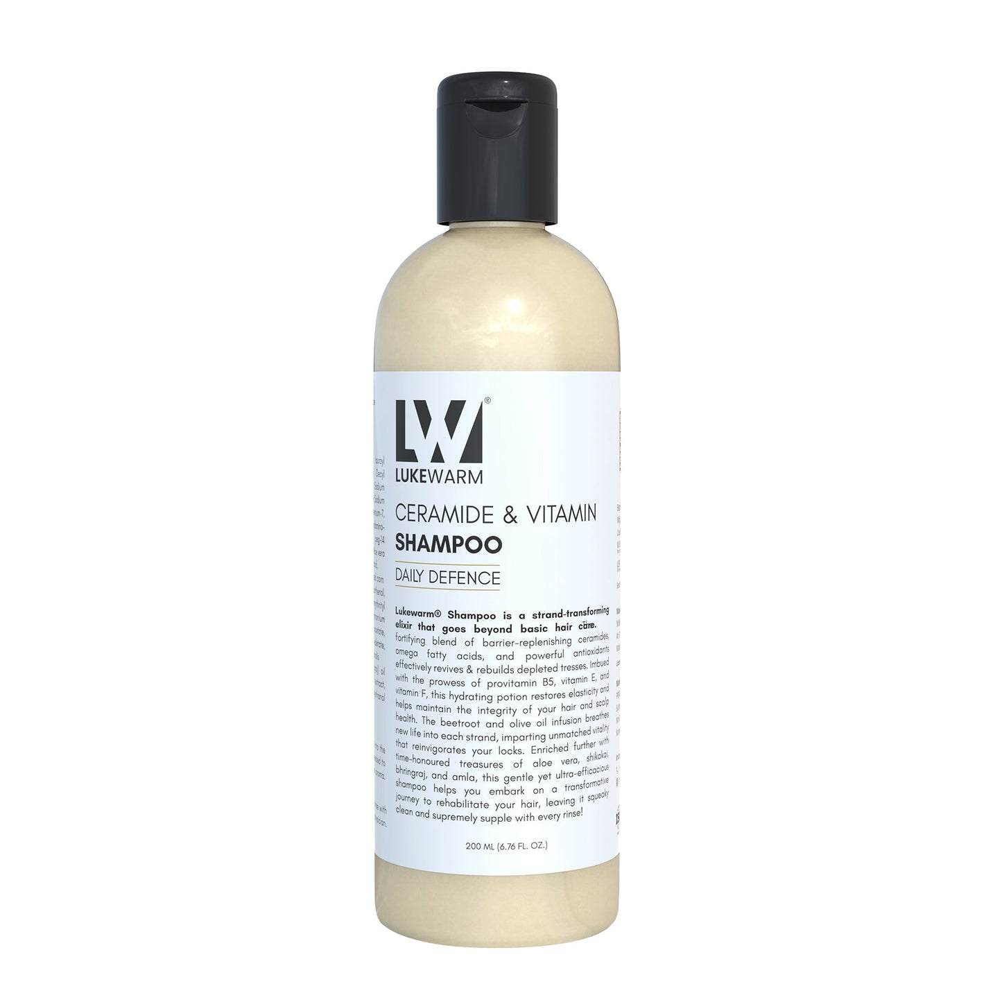 Lukewarm Ceramide & Vitamin Daily Defence Shampoo, 200ml : Hair Repair & Fall Protection, Strengthening & Healthy Growth - Lukewarm