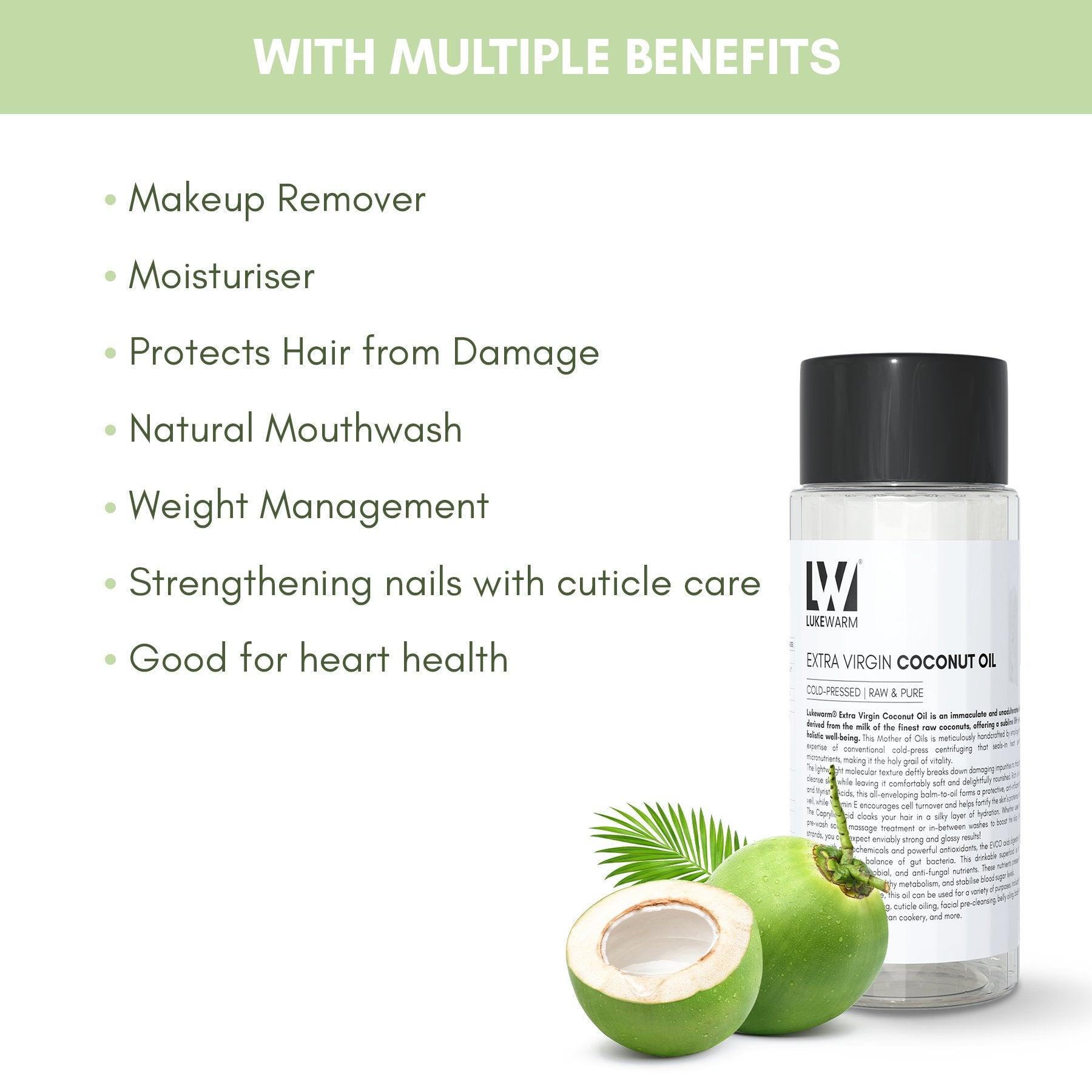 Lukewarm Extra Virgin Coconut Oil (Cold Pressed Raw & Pure), 200ml : Pure and Premium Nourishment - Inside Out - Lukewarm