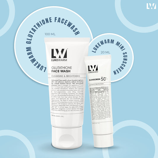 Lukewarm Glutathione Facewash, 100ml + Lukewarm Mini Sunscreen Travel Pack, 20ml - Lukewarm