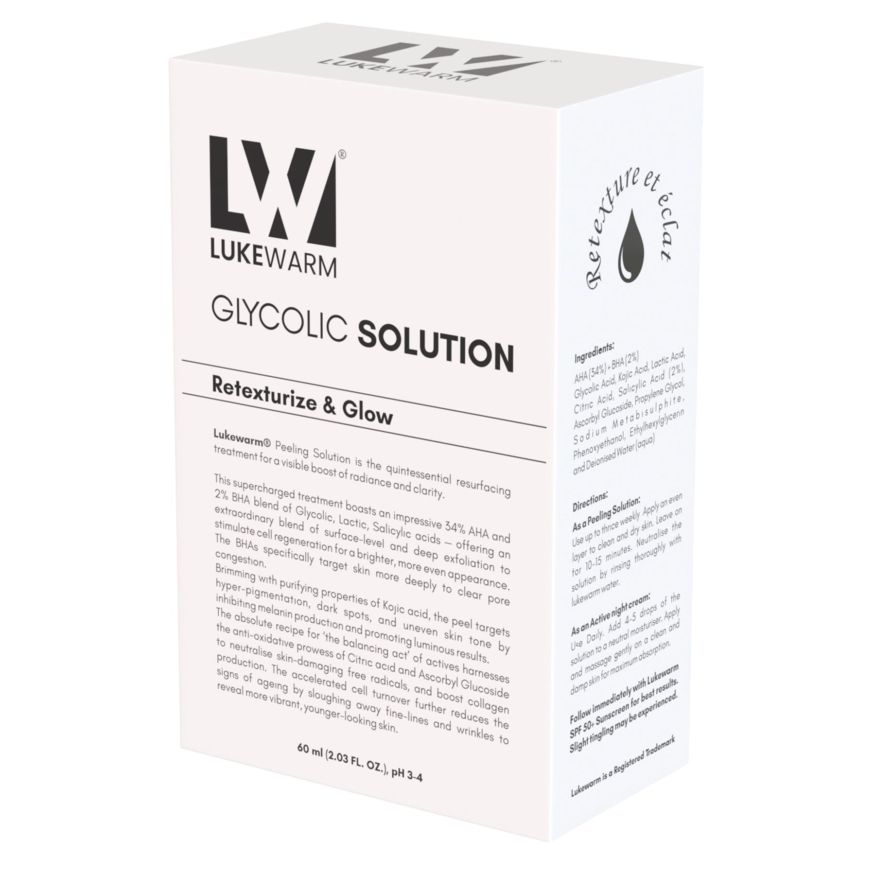 Lukewarm Glycolic AHA+BHA Solution, 60ml : The Ultimate 'Does-it-All Peel' for Radiant Complexion and Ageless Beauty - Lukewarm
