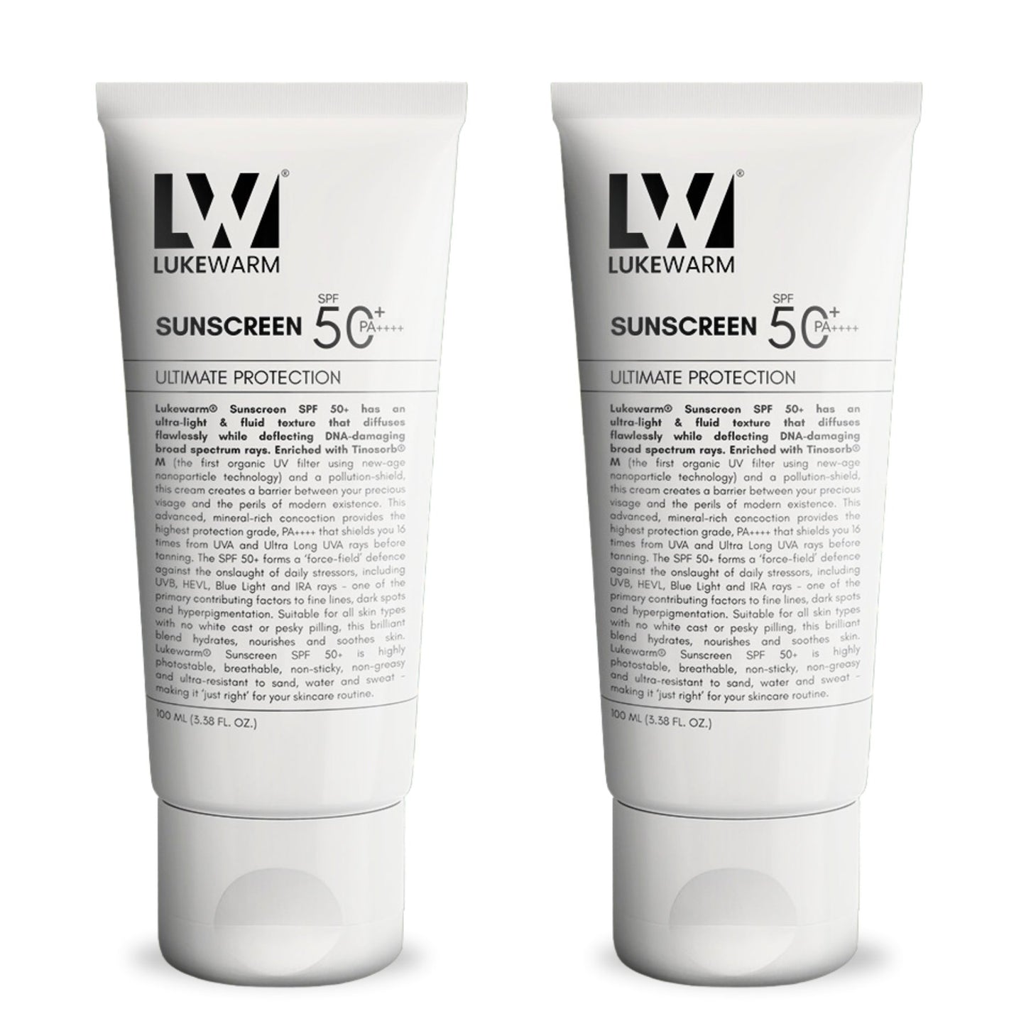 Lukewarm Sunscreen SPF 50+ PA++++, 100ml (Pack Of 2) - Lukewarm