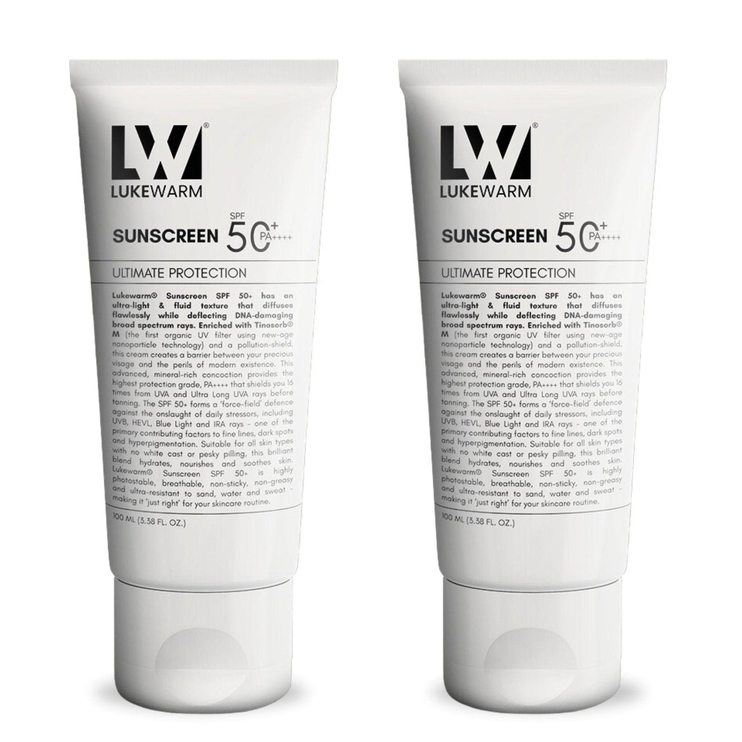 Lukewarm Sunscreen SPF 50+ PA++++, 100ml (Pack Of 2) - Lukewarm
