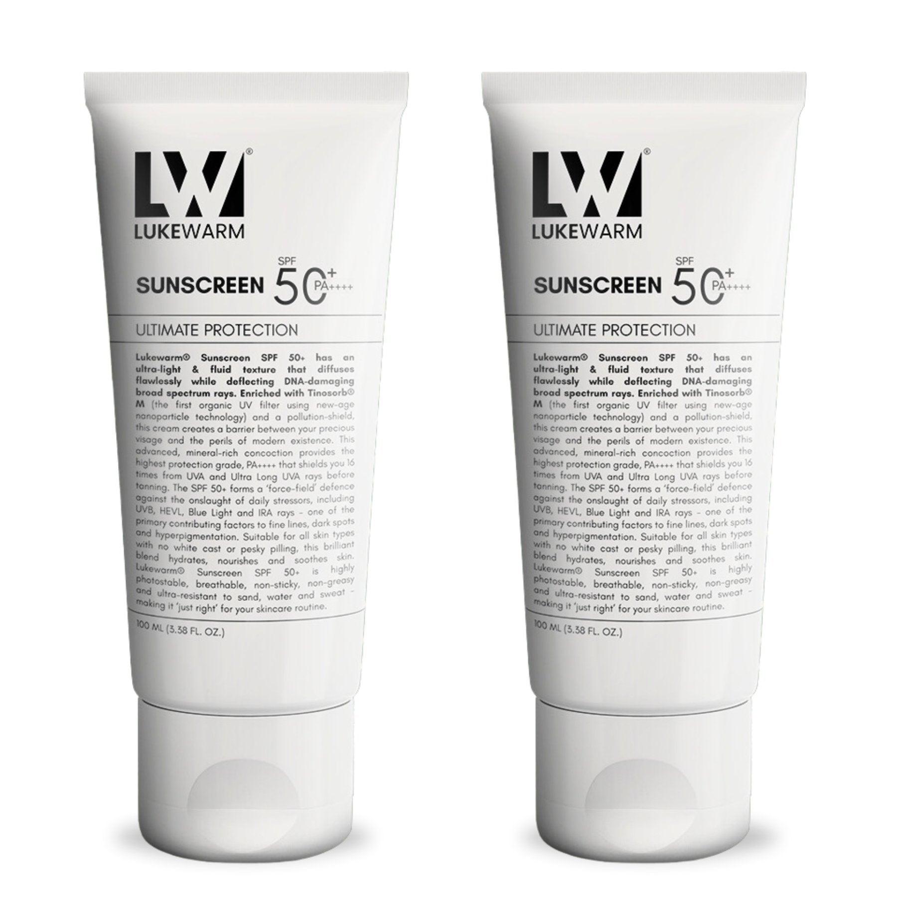 Lukewarm Sunscreen SPF 50+ PA++++, 100ml (Pack Of 2) - Lukewarm