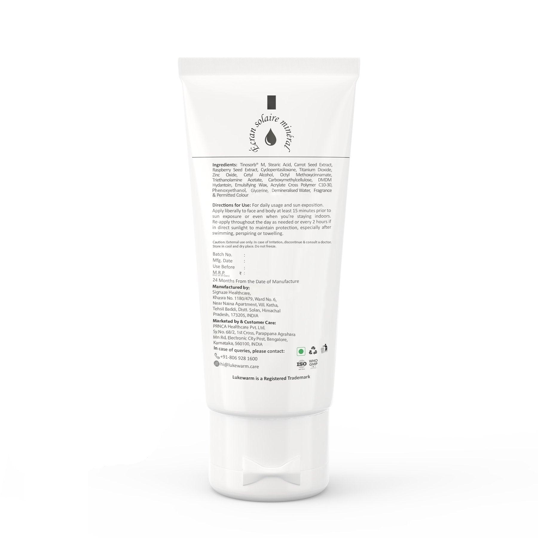 Lukewarm Sunscreen SPF 50+ PA++++, 100ml (Pack Of 2) - Lukewarm