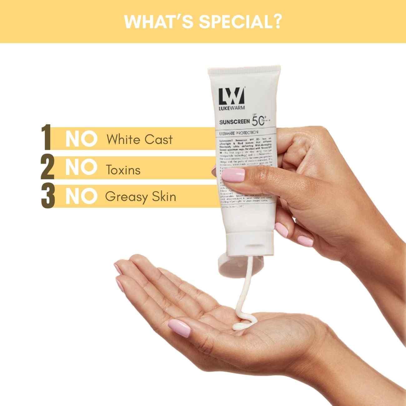 Lukewarm Sunscreen SPF 50+ PA++++, 100ml : Ultra-Light and Powerful Nanoparticle Technology with Balance of Protection & Hydration - Lukewarm